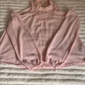 Hollister Pink Lace Detail Blouse